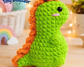 Gehäkelte Dinosaurier Schlüsselanhänger Muster | Mini Dino Amigurumi Taschenanhänger & Autoanhänger PDF