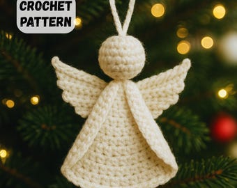 Wzór na szydełkową ozdobę anioła | Miniaturowy aniołek – ozdoba świąteczna w formacie PDF