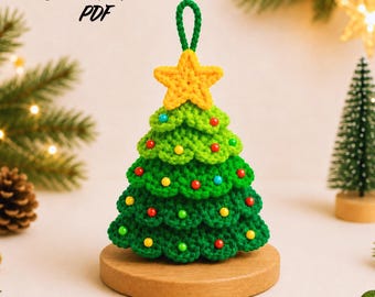 Haakpatroon voor een kerstornament | Mini kerstboom sleutelhanger (PDF)
