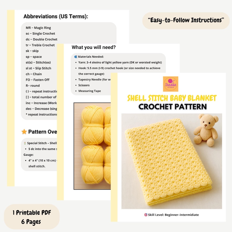 Baby Blanket Crochet Pattern | Easy Shell Stitch Blanket PDF - Etsy