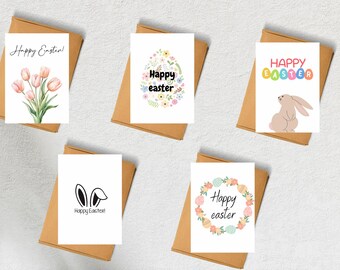 druckbares Osterkarten set Blumen und Hasen Design (digitaler Artikel)
