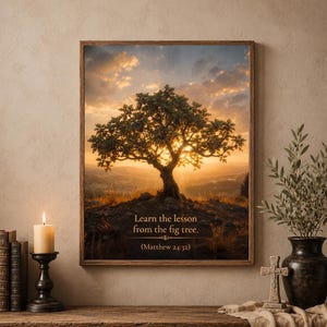 The Fig Tree Parable | Matthew 24:32 | Religious Wall Art | Christian Poster