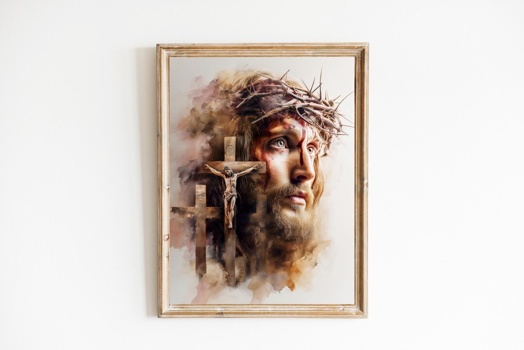 Buy Jesus Christ Wearing a Crown of Thorns | Modern Catholic Art Poster ...