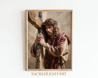 Jesus som bär korset | Katolsk väggkonst | Kristen dekoration