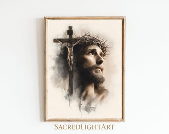 Retrato de Jesucristo / Decoración cristiana para pared / Lámina para el hogar católico