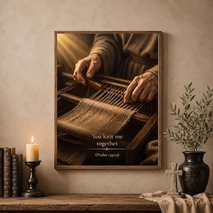 Salmo 139:13 Versículo Bíblico Arte de Parede para Imprimir – Tecida por Deus Escritura, Decoração Cristã Artesanal