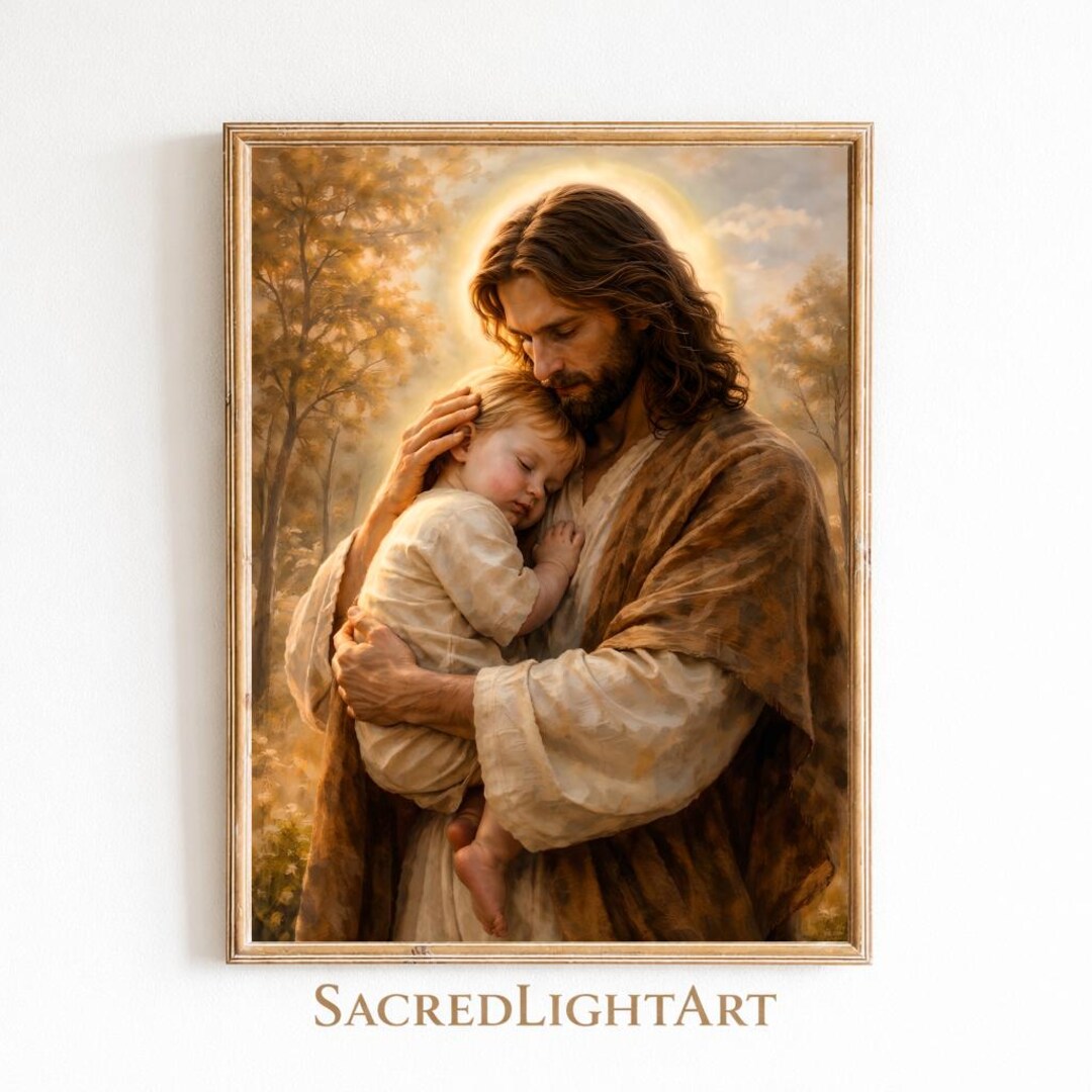 Jesus Comforting a Crying Child | Christian Wall Art | Catholic Decor ...