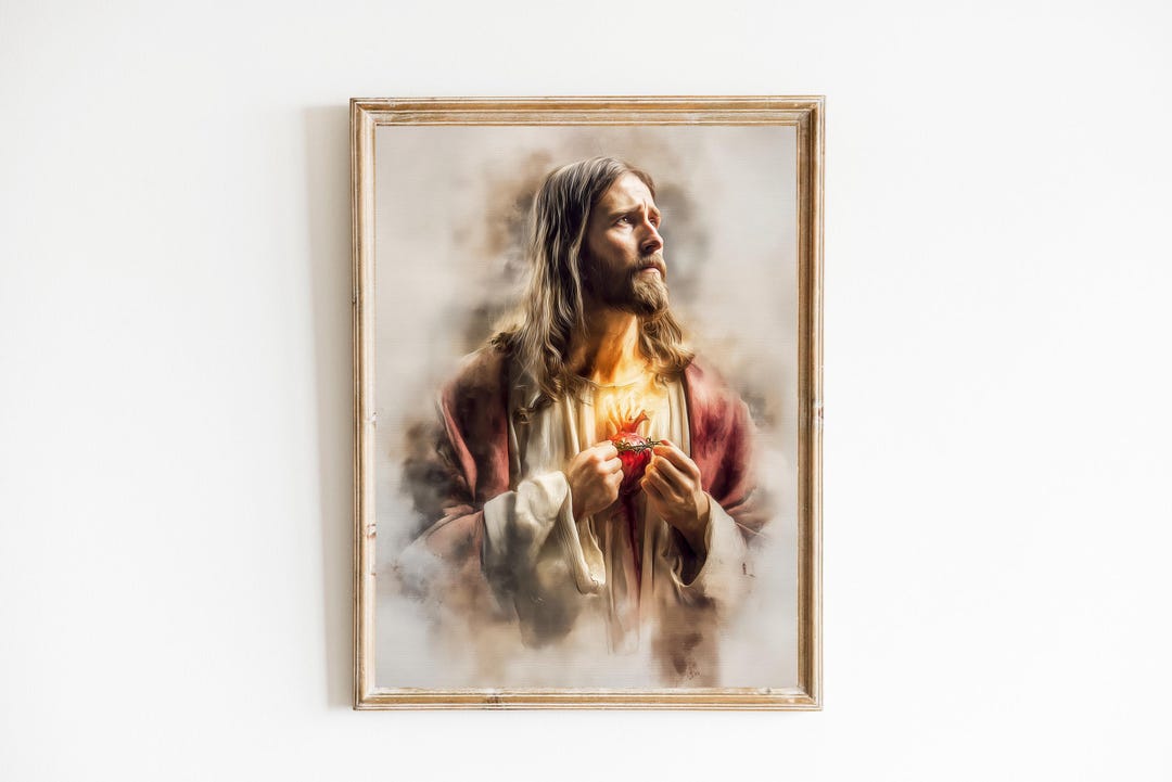The Sacred Heart of Jesus | Modern Catholic Art Poster I Christian Wall ...