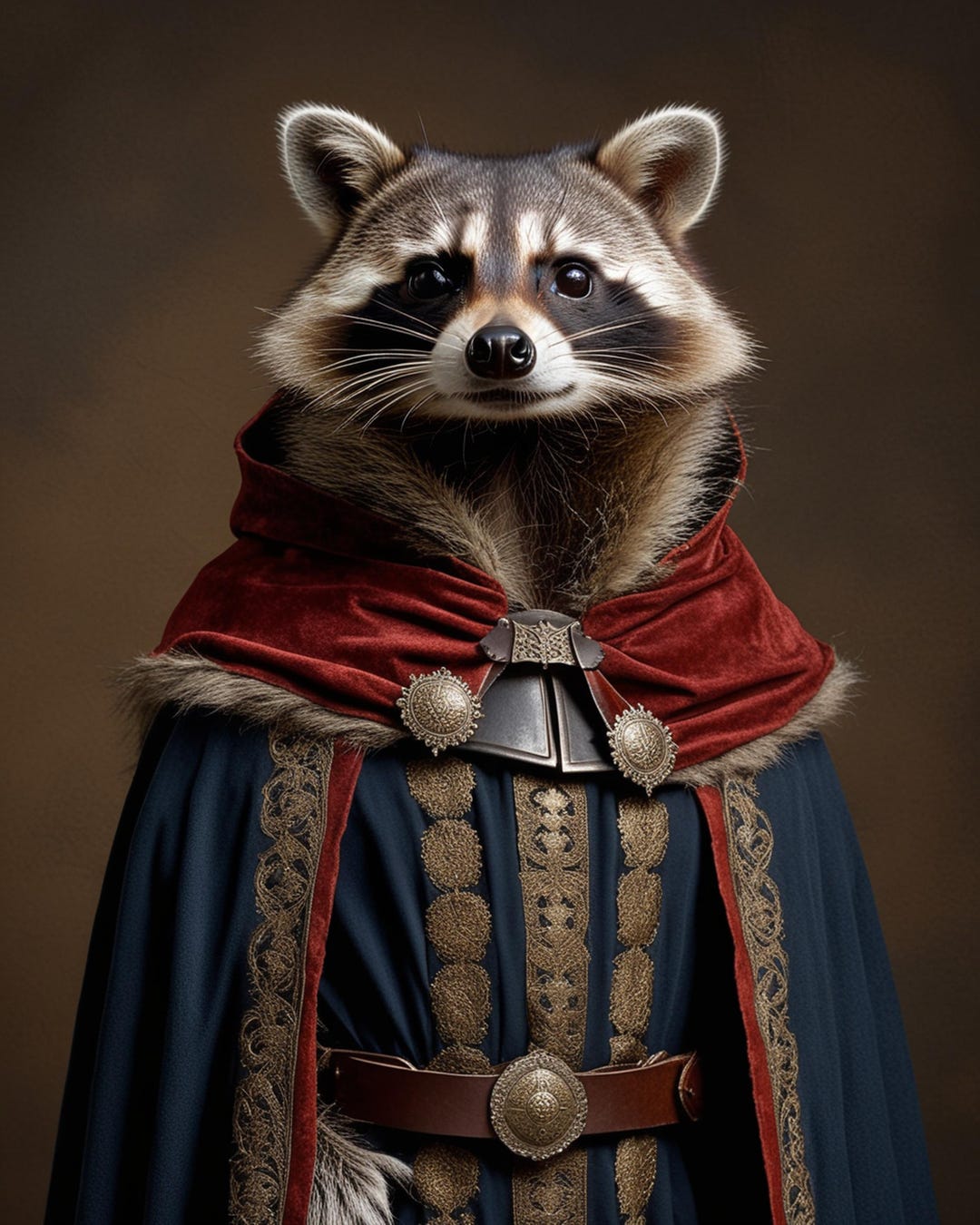 Anthropomorphic Raccoon in Medieval Cloak Portrait 1 - Etsy