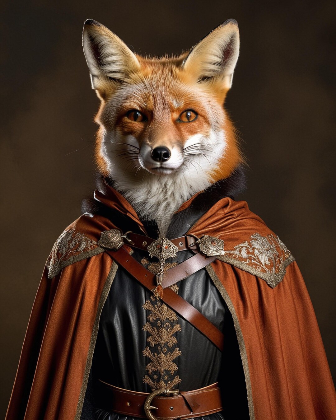 Vector Fox Medieval Anthropomorphic Fox in Medieval Cloak Portrait 1 - Etsy