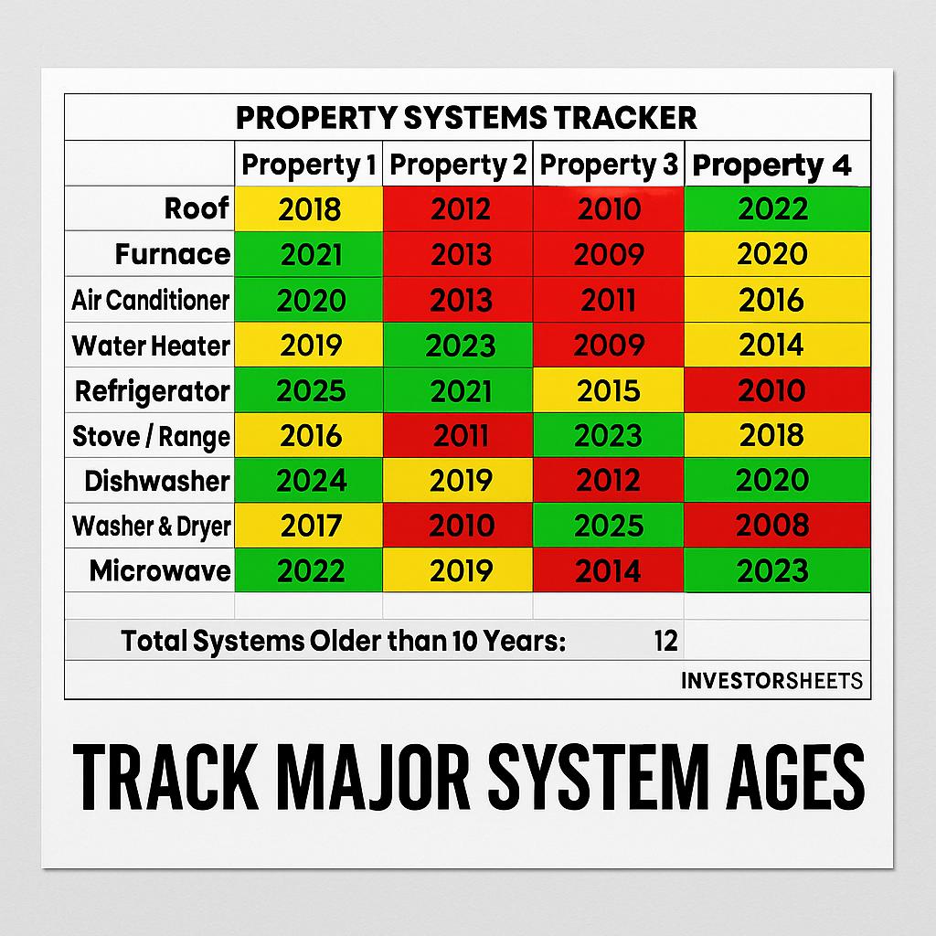 Real Estate Appliance Age Tracker | Google Sheets Template - Etsy