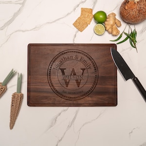 Personalized Walnut Cutting Board – Custom Etched Gift - Engraved Gift – Wedding & Anniversary Gift