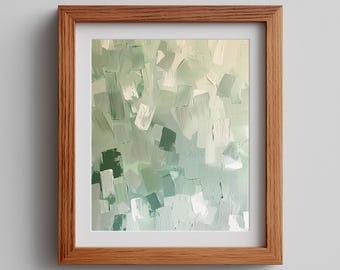 Mint Green Abstract Painting - Modern Brushstroke Wall Art (Digital Download)