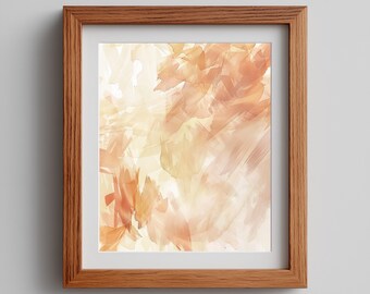 Abstract Watercolor Print - Pale Peach & Blush Pink Neutral Decor (Digital Download)