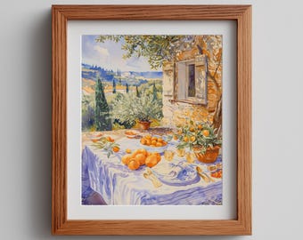 Citrus Aperitivo Watercolor Print – Rustic Mediterranean Art (Digital Download)