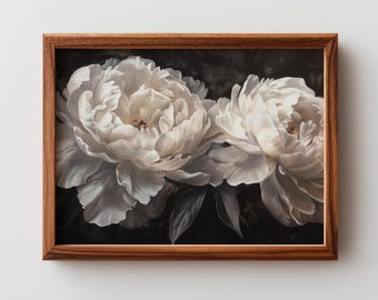 Peony Wall Art Romantic Botanicals Gallery Quality Art Vintage Floral Decor Moody Classic Botanical Printable Instant Digital Download