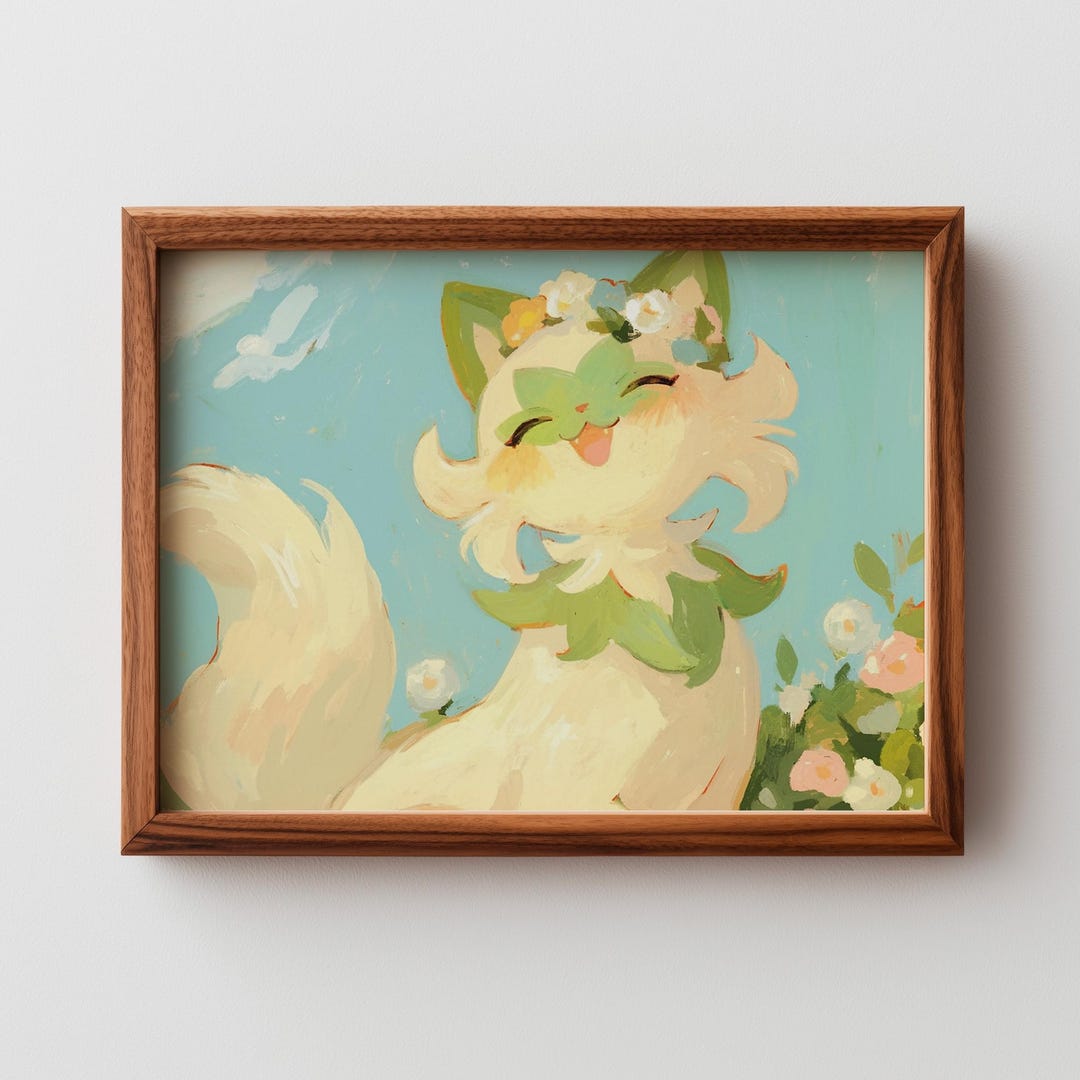 Sprigatito Art Cat Pokemon Artwork Digital Download Watercolor Pastel ...