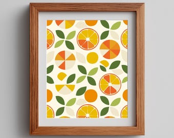 Retro Citrus Slice Print - 1970s Mid-Century Modern Wall Art (Digital Download)