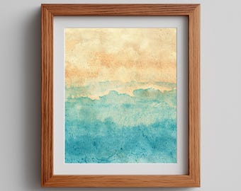 Dewy Morning Horizon Watercolor Print - Coastal Abstract Art (Digital Download)