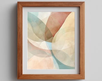 Layered Abstract Watercolor Wall Art - Neutral Earthy Tones, Modern Organic Design, Minimalist Pastel Printable Decor, Digital Download 499