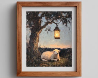 Cottagecore Lamb Print – Rustic Pastoral Scene, Tranquil Nature (Digital Download)