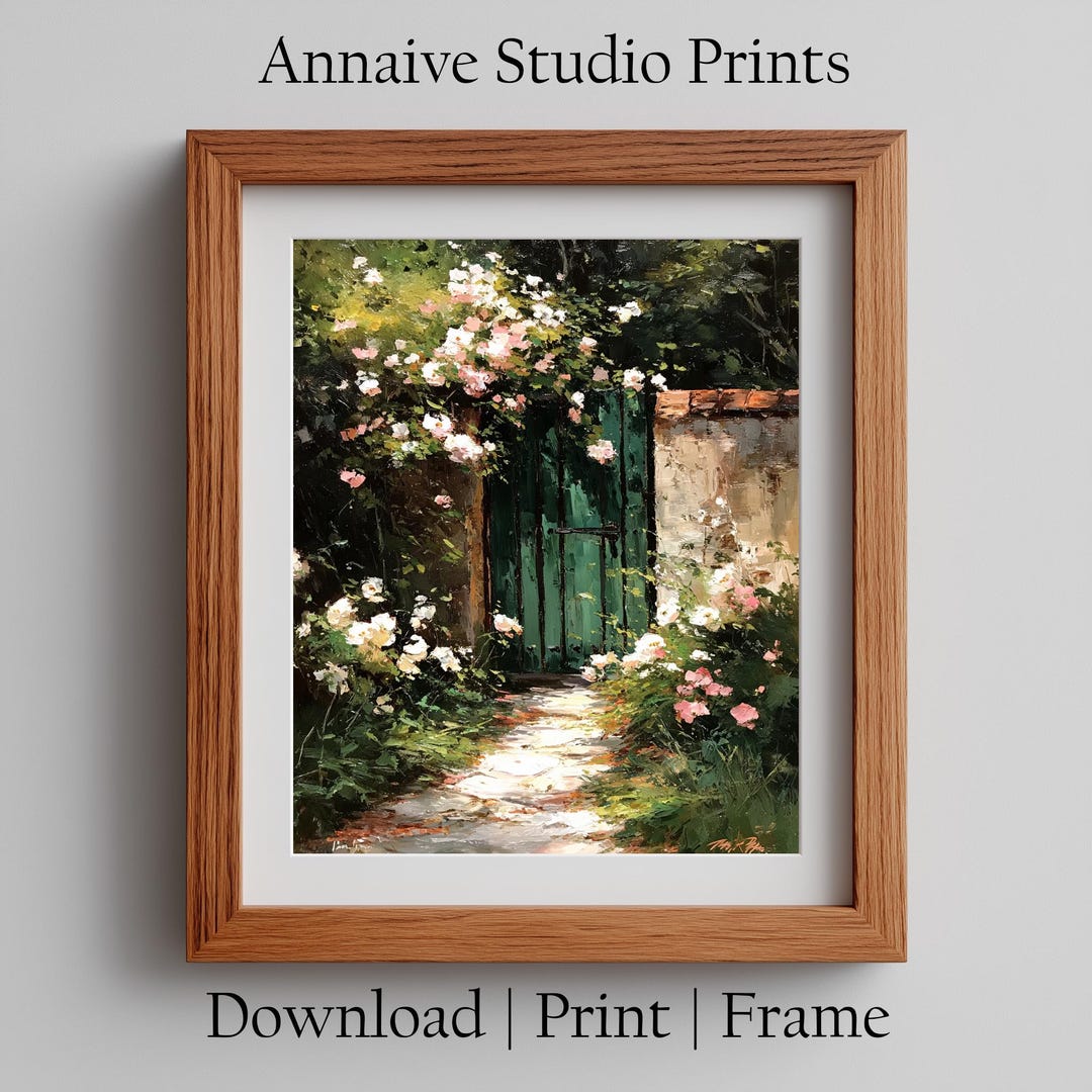 Garden Gate Decor Cottagecore Print Floral Wall Art Printable Artwork ...