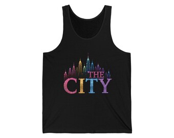 City skyline watercolor tank, tank top, rainbow tank