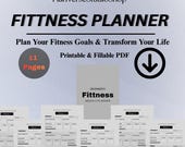 Fitness Planner PDF Printable | Workout & Meal Planner | Health Tracker | Fitness Journal | Diet Exercise Planner