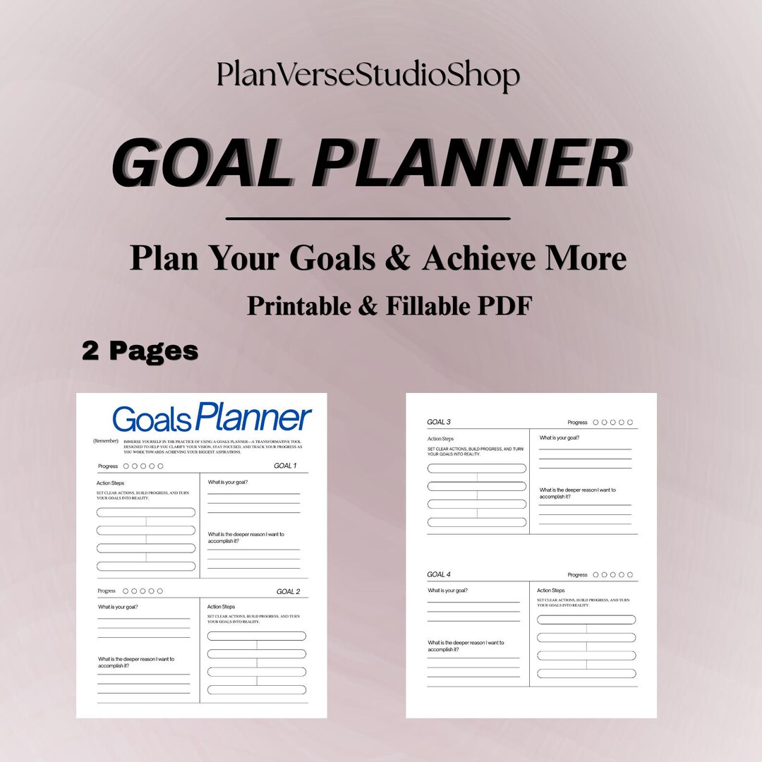 Goal Planner PDF Printable | Daily Weekly Monthly Goal Planner | SMART