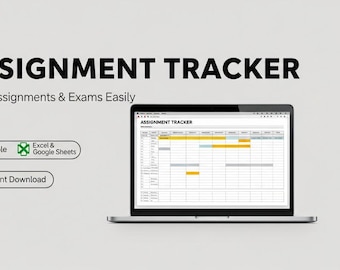 Assignment Tracker Spreadsheet | Editable Student Planner | Google Sheets & Excel Study Organizer | Academic School Template