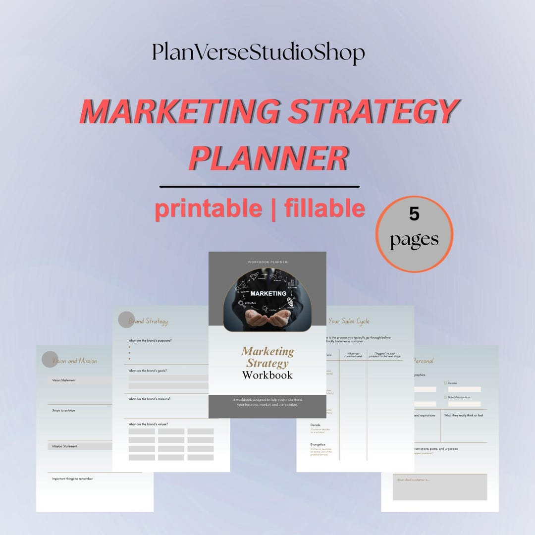 Marketing Plan Template PDF | Printable & Fillable Marketing Planner ...