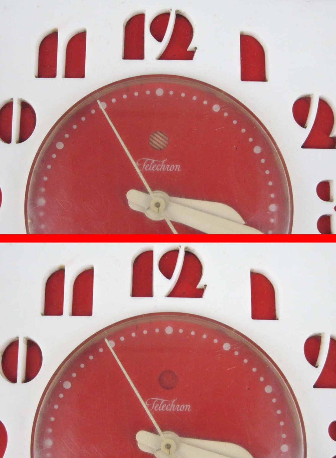 Vintage GE Telechron 2H27 Electric Wall Clock Red and White Etsy