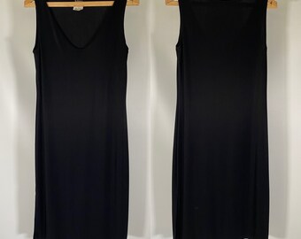 1990s Vintage Le Chateau Black Dress Midi Knee Length Sleeveless 90s Classic Simple Classy Dresses Nineties Sexy