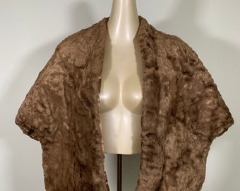 1960s Vintage Faux Fur Stole Shawl Classy  Pin Up Brown