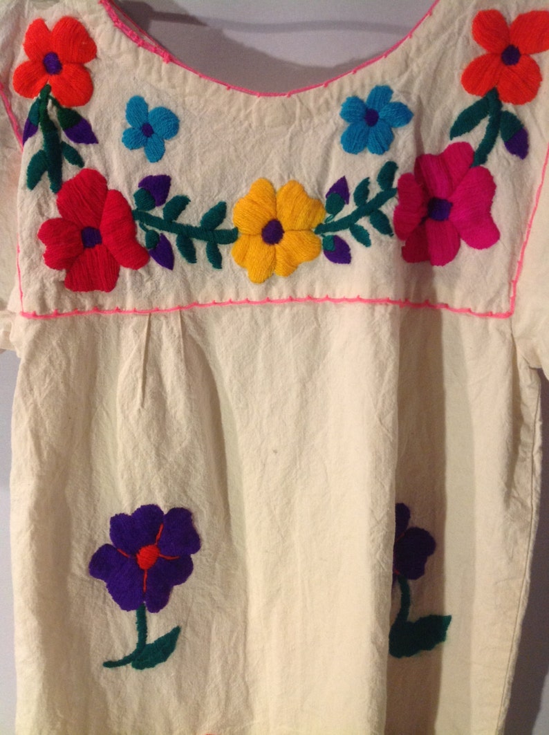 Flower Child 70s Ivory Floral Embroidered Hippie Top. Xs or | Etsy