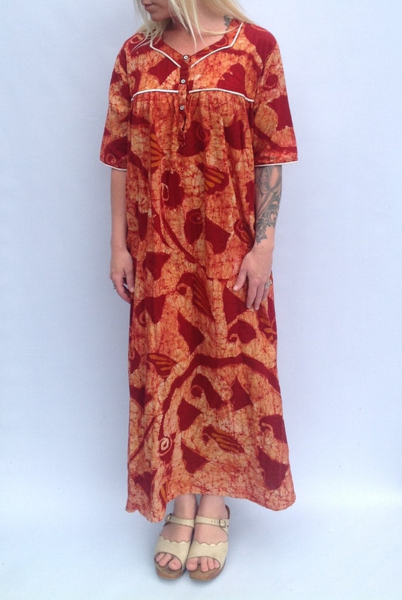 Funky 1970s Tye Dye Hawaiian Print Maxi Dress. Hi… - image 3