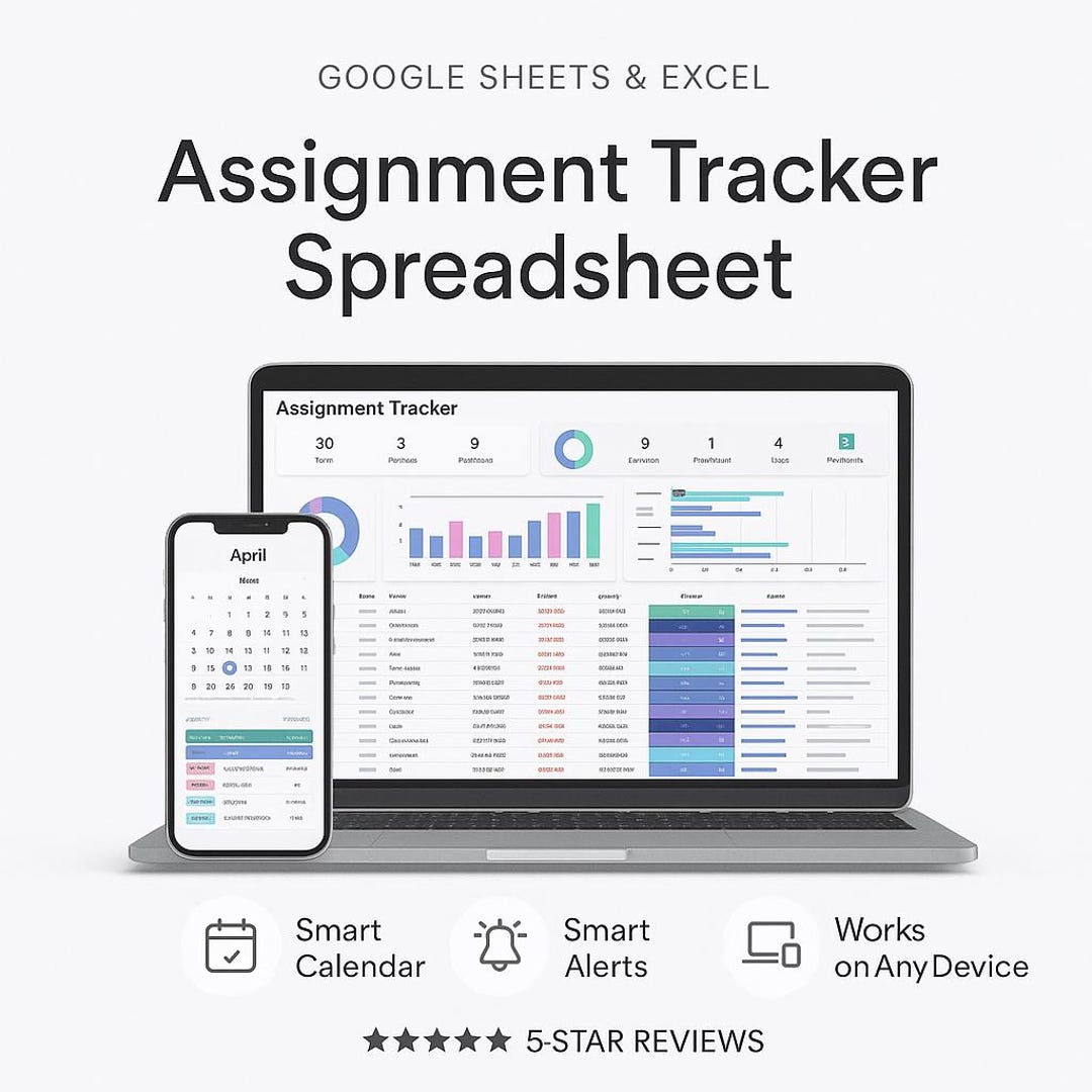 Assignment Tracker Spreadsheet | Student Planner (google Sheets/excel ...