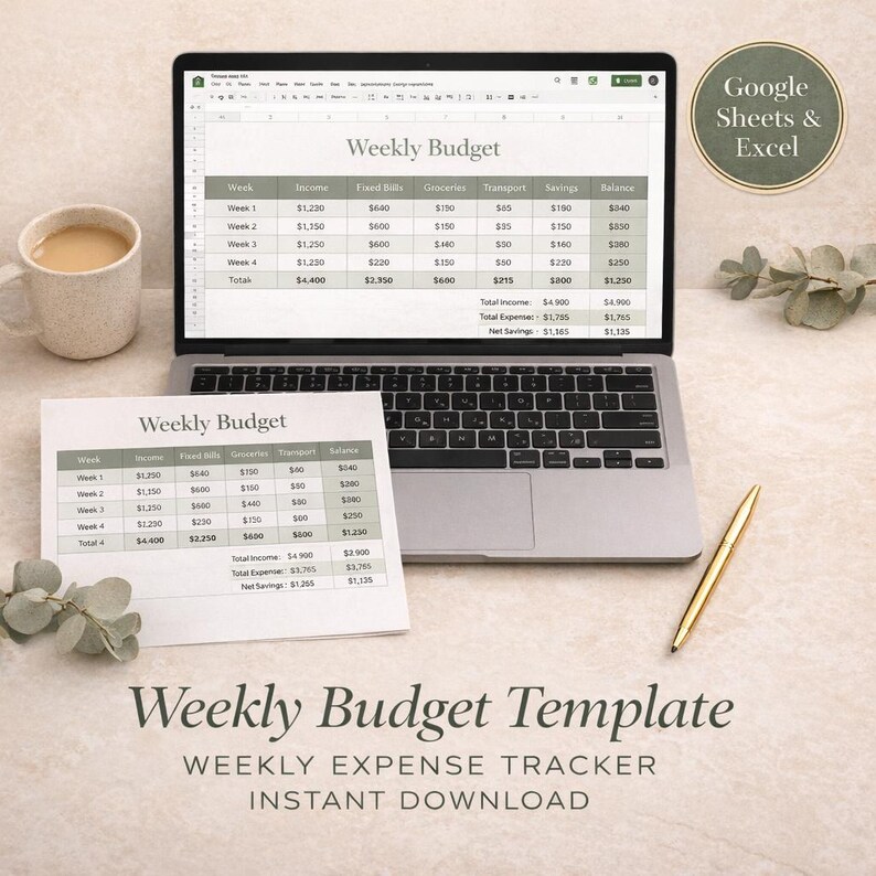 Weekly Budget Planner Printable – Expense Tracker, Savings Log ...