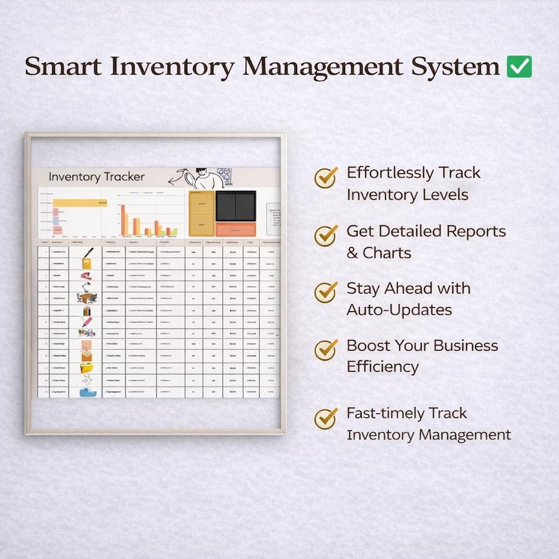 Clear Inventory Text Canva Inventory Tracker Template for Small Business | Easy Stock ...