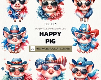 Joyful Innocence – Watercolor Clipart Set of Happy Piglets