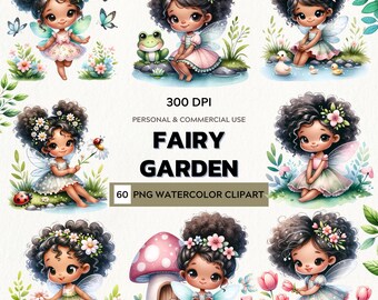 Fairy Garden Whimsy Clipart PNG Set | Watercolor Fairies, Flowers & Enchanted Garden Art | Digital Download