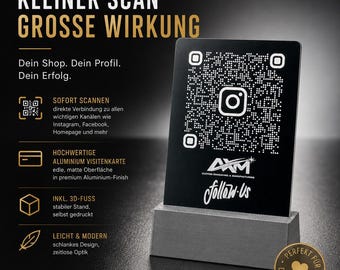Premium metalen visitekaartje met QR-code en logo | Individueel gegraveerd | Aluminium visitekaartje | Netwerken & Exclusief