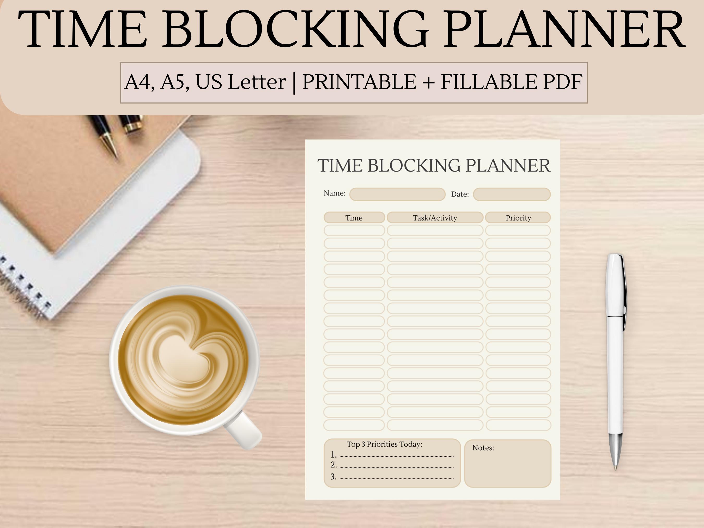 Time Blocking Planner | Minimal Productivity, A4 A5 US Letter (PDF ...