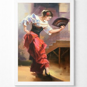 painting of woman in red dress dancing Red Dress Painting by Joan Garcia