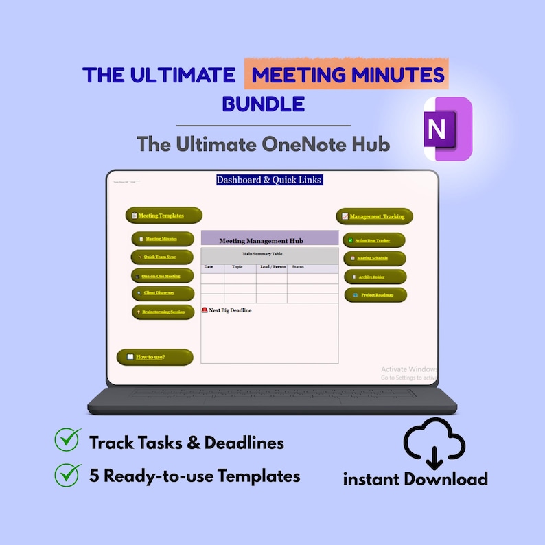 Onenote Meeting Minutes Template, Digital Meeting Planner 2026 ...