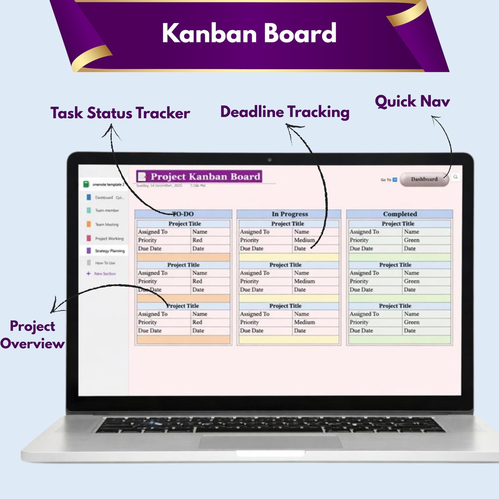 Creating A Onenote Tracker Onenote Team Management Hub | Professional Business Leader Dashboard ...