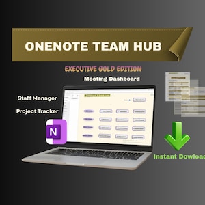 OneNote Team Management Template for Managers | Gold Executive Leadership System | Professional Work Task Tracker | Dashboard
