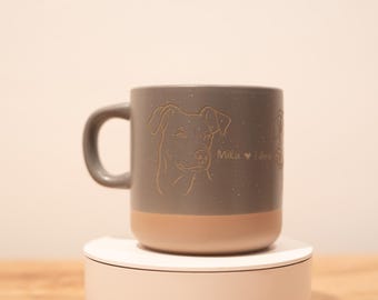 Personalized mug with dog face from photo | Engraved with name | Ceramic mug 360 ml | Gift for dog moms | Handmade