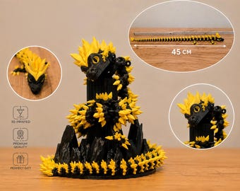 Artikulierter Kristall-Drache 3D Druck zweifarbig – beweglich, Fantasy Deko, Geschenk Drachenliebhaber, Unikat Schreibtisch Regal