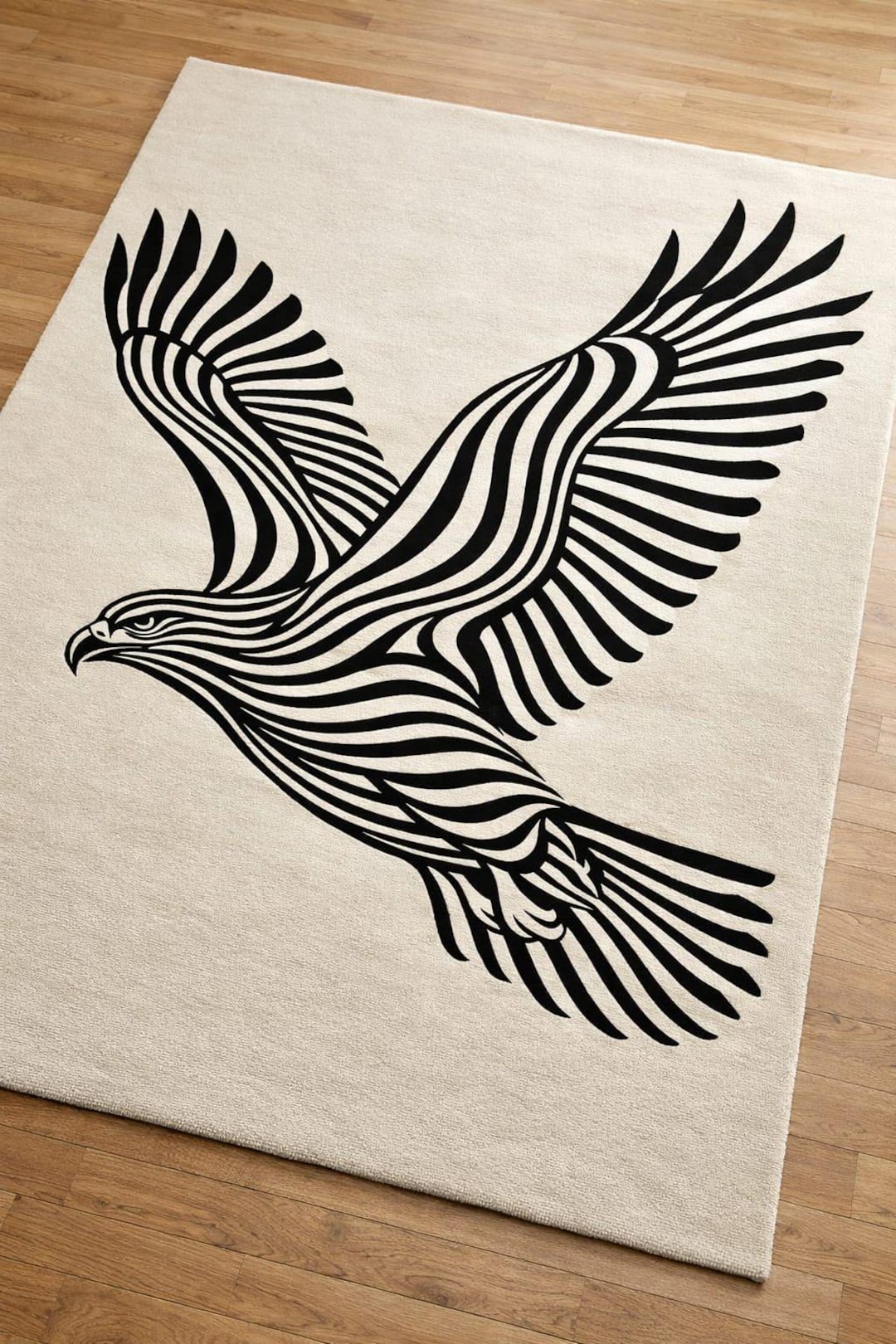 Hand Tufted Eagle Rug, Black White Modern Area Rug, Abstract Bird ...